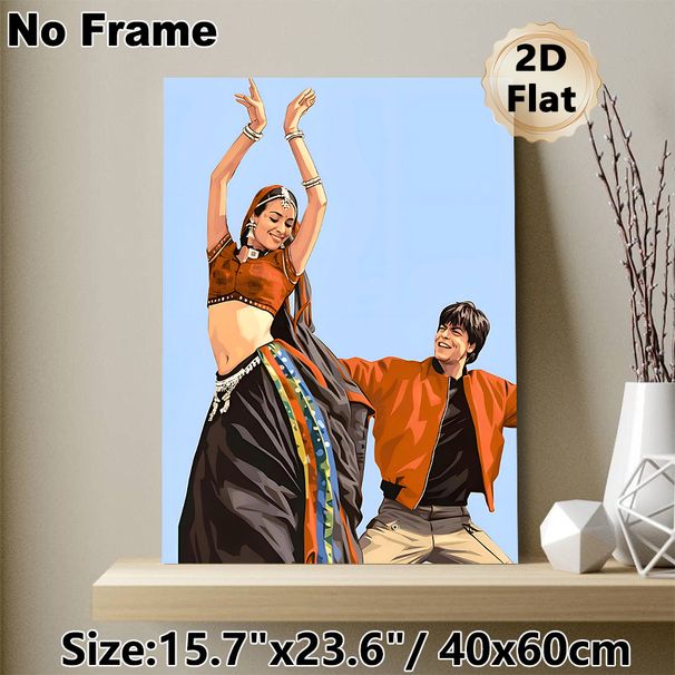 Bollywood Dance Painting Poster, Vibrant Stylized Character Poster, Captures Joyful Traditional Dance Vibe, Ideal For Living Room And Entertainment_maomaolike.com