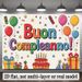 Italian Happy Birthday Banner - 2D Flat Polyester Party Backdrop, Wall Hanging Photo Props, Birthday Party Decor_maomaolike.com