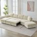 146.9" L-shaped Sofa Sectional Sofa Couch Pull-out Sofa Bed With A Movable Storage Ottoman, A Storage Chaise Lounge And Two USB Ports For Living Room_maomaolike.com