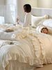 French Cream Style All-Cotton Ruffled Bedding Set Princess Pure Cotton Light Luxury Lace Duvet Cover Fairy Bed Skirt_maomaolike.com