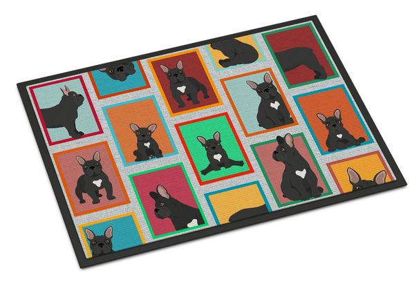 Lots Of Black French Bulldog Doormat Front Door Mat Indoor Outdoor Rugs For Entryway, Non Slip Washable Low Pile, 24H X 36W_maomaolike.com