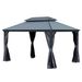 10 X14 Hardtop Gazebo With Resin Roof, Outdoor Metal Gazebo With Drainage Gutters, Permanent Heavy Duty Pavilion For Patio, Backyard And Deck, Curtains And Mosquito Netting Included_maomaolike.com