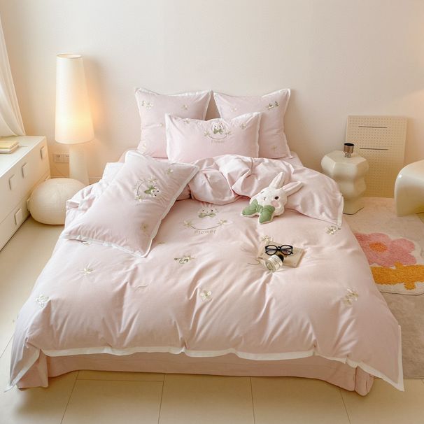 Basketball Shooting Boy Cartoon Embroidery 100% Autumn Winter Brushed Four-Piece Set Pure Cotton Children's Duvet Cover 1.8_maomaolike.com