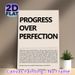 Progress Over Perfection Motivational Painting Poster, Minimalist Typographic Art Poster, Inspirational Text Design To Boost Motivation, Ideal For_maomaolike.com