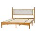 Wood Bed Frame With Fabric Upholstered Headboard, Solid Rubber Wood With Wood Central Supports, 1000 Lb Capacity, Easy Assembly, No Box Spring Needed, Full - Rustic Oak_maomaolike.com