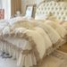 Winter Thickened Milk Velvet Cover Single Piece Three-Piece Set Quilted Cotton Solid Color Short Plush Lace Bed Skirt_maomaolike.com
