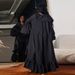Women's Clothing new women's long windbreaker autumn new solid color ruffled shawl coat_maomaolike.com