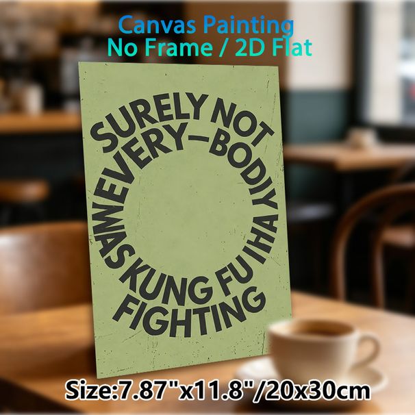 Kung Fu Quote Painting Poster, Vintage Distressed Light Green With Bold Curved Typography Poster, Nostalgic Song-inspired Decor Ideal For Home, Gym Or_maomaolike.com