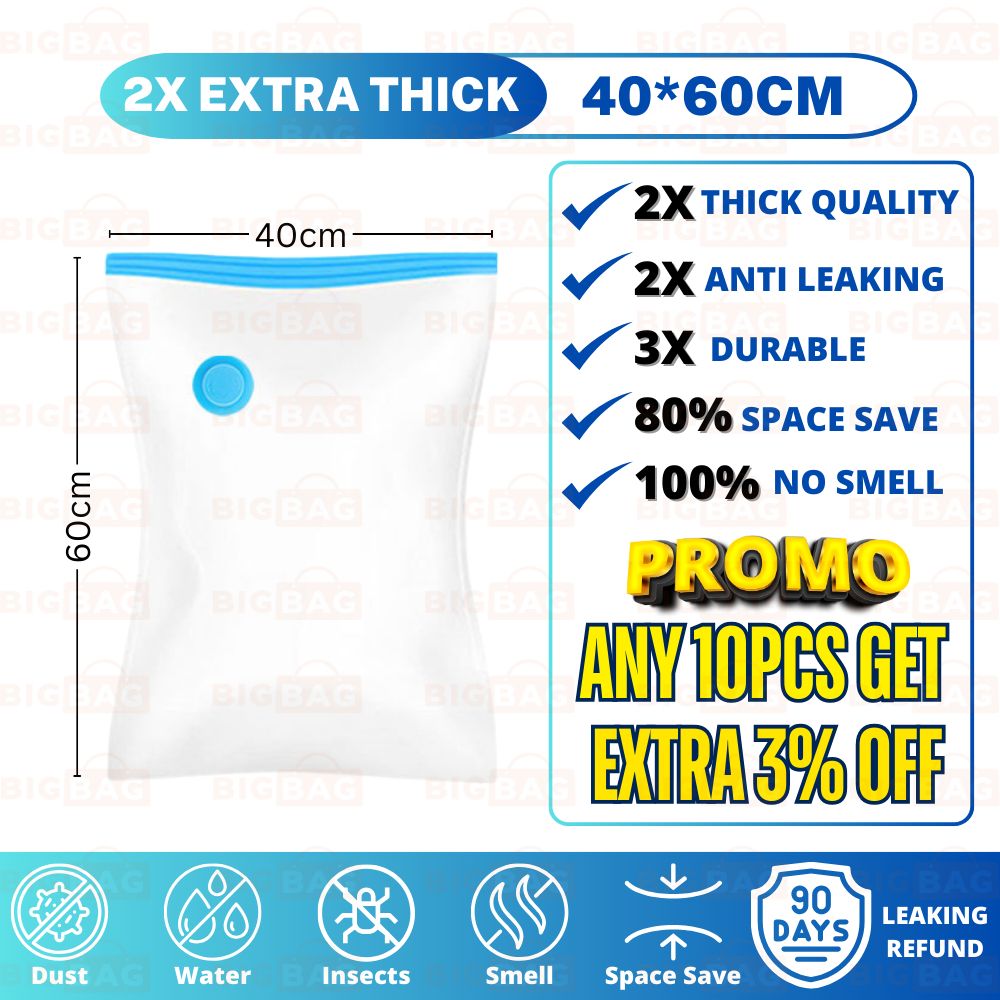 Thick Reusable Vacuum Compression Bag, Space Saving Plastic Pouch For Travel & Home
_maomaolike.com