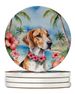 English Foxhound Luau Large Sandstone Coasters Pack Of 4 Absorbent Round Coasters Decor Gifts For Men Or Women, 4 In, Multicolor_maomaolike.com