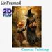 Autumn Witch Themed Painting Poster, Warm-toned Whimsical Forest Walk Scene Poster, Cozy Fall-inspired Artwork Ideal For Home Wall Decor And Halloween_maomaolike.com