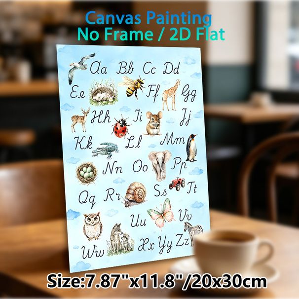 Animal Alphabet Painting Poster, Soft Watercolor Animal & Letter Pattern Poster, Assists With Alphabet Learning, Suitable For Study Rooms And Living_maomaolike.com