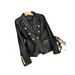 Women's Clothing Black short shoulder pads small casual suit leather jacket suit jacket female pu leather jacket female jacket _maomaolike.com