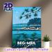 Beg-Meil Coastal Stand-Up Paddling Painting Poster, Vibrant Flat-style Seaside Scene Poster, Serene Nautical Decor Ideal For Living Room, Bedroom Or_maomaolike.com