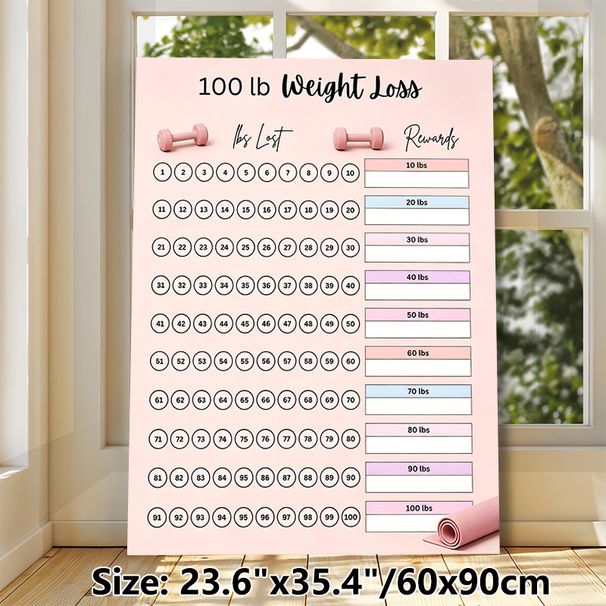 100lb Weight Loss Tracker Painting Poster, Soft Pastel-toned Weight Loss Tracking Chart Poster, Practical Tool To Monitor Weight Loss Progress And_maomaolike.com