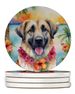 Anatolian Shepherd Luau Large Sandstone Coasters Pack Of 4 Absorbent Round Coasters Decor Gifts For Men Or Women, 4 In, Multicolor_maomaolike.com