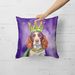 Welsh Springer Spaniel King Of Mardi Gras Throw Pillow Machine Washable, Indoor Outdoor Decorative Pillow For Couch, Bed Or Patio, 18Hx18W_maomaolike.com