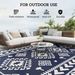 Reversible Outdoor Rug, Waterproof Plastic Straw With Carry Bag, 9 X 18, Blue & White Rhombus Patchwork_maomaolike.com