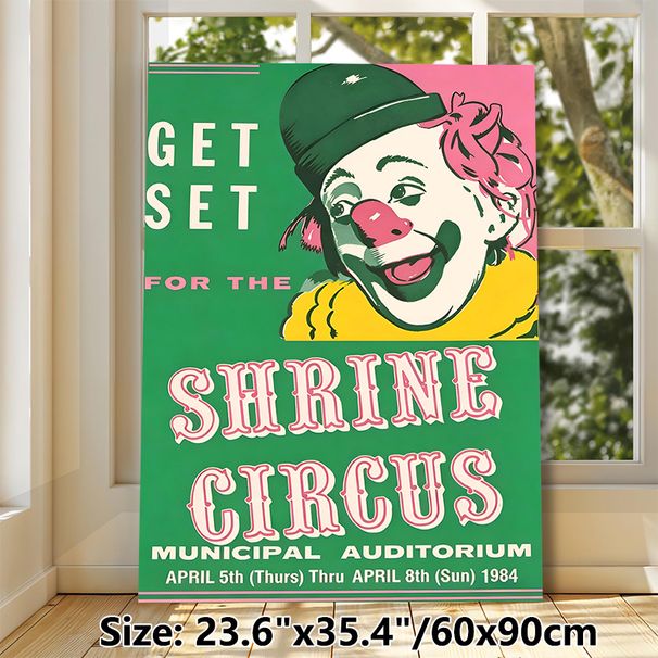 Circus Clown Painting Poster, Vintage Retro Vibrant Shrine Circus Themed Poster, Nostalgic Vintage Circus Artwork For Decorative Display, Ideal For_maomaolike.com