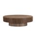 Modern Handcraft Drum Coffee Table Length 43.7 Inch Ellipse Coffee Table For Living Room,Oval Small Coffee Table With Sturdy Pedestal_maomaolike.com