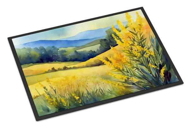 Kentucky Goldenrod In Watercolor Doormat Front Door Mat Indoor Outdoor Rugs For Entryway, Non Slip Washable Low Pile, 24H X 36W_maomaolike.com