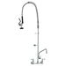VEVOR Commercial Faucet With Pre-Rinse Sprayer, 47" Height, 8" Center, 12" Swing Spout, Wall Mount Kitchen Sink Faucet, Brass Constructed Device With Pull Down Spray, For 1/2/3 Compartment Sink_maomaolike.com