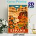 Spanish Culture Themed Painting Poster, Vibrant Retro Style Poster, Features Lively Flamenco Dance, Classic Spanish Dishes And Iconic Arena, Suitable_maomaolike.com