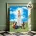 Our Lady Of Fatima Religious Painting Poster, Serene Realistic Sacred Scene Poster, Calming Spiritual Artwork With Praying Figures, Ideal For Home Or_maomaolike.com