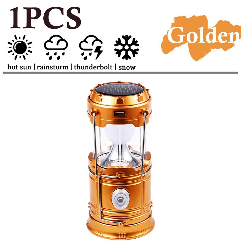 Mini Solar/USB LED Camping Lantern Rechargeable Emergency Power Bank Foldable Portable 4 Light Modes For Camping Fishing_maomaolike.com