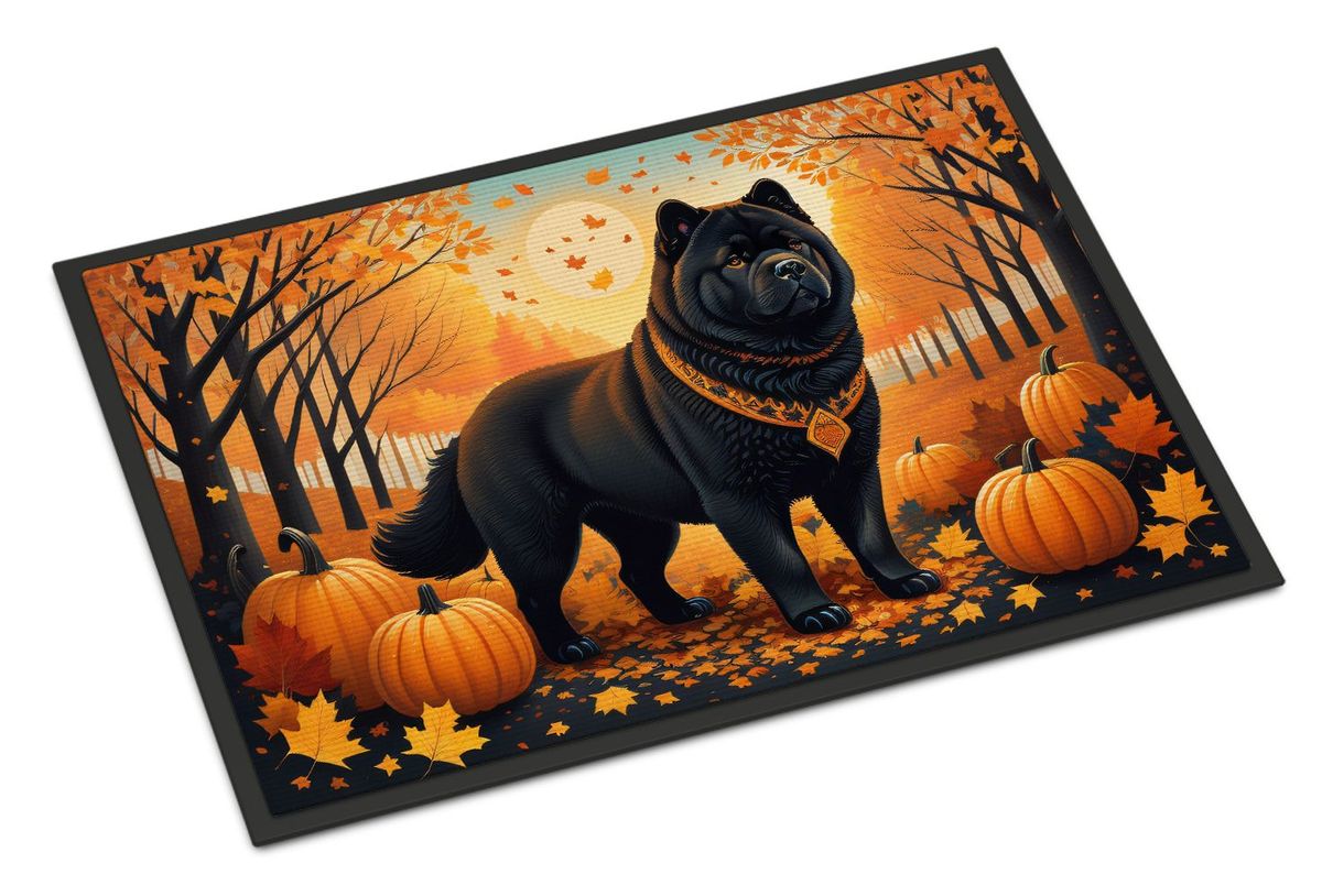 Black Chow Chow Fall Doormat Front Door Mat Indoor Outdoor Rugs For Entryway, Non Slip Washable Low Pile, 24H X 36W_maomaolike.com