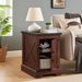 Farmhouse End Table Nightstand Rectangular Farmhouse End Table With Barn Door And Adjustable Storage Shelf, Rustic Sofa Side Table For Living Room, Bedroom_maomaolike.com