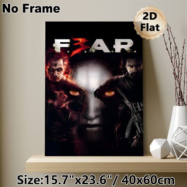 F.E.A.R. Horror Game Painting Poster, Dark Gothic Horror Style Poster, Captivating Spooky Design With Mysterious Intense-eyed Characters, Ideal For_maomaolike.com