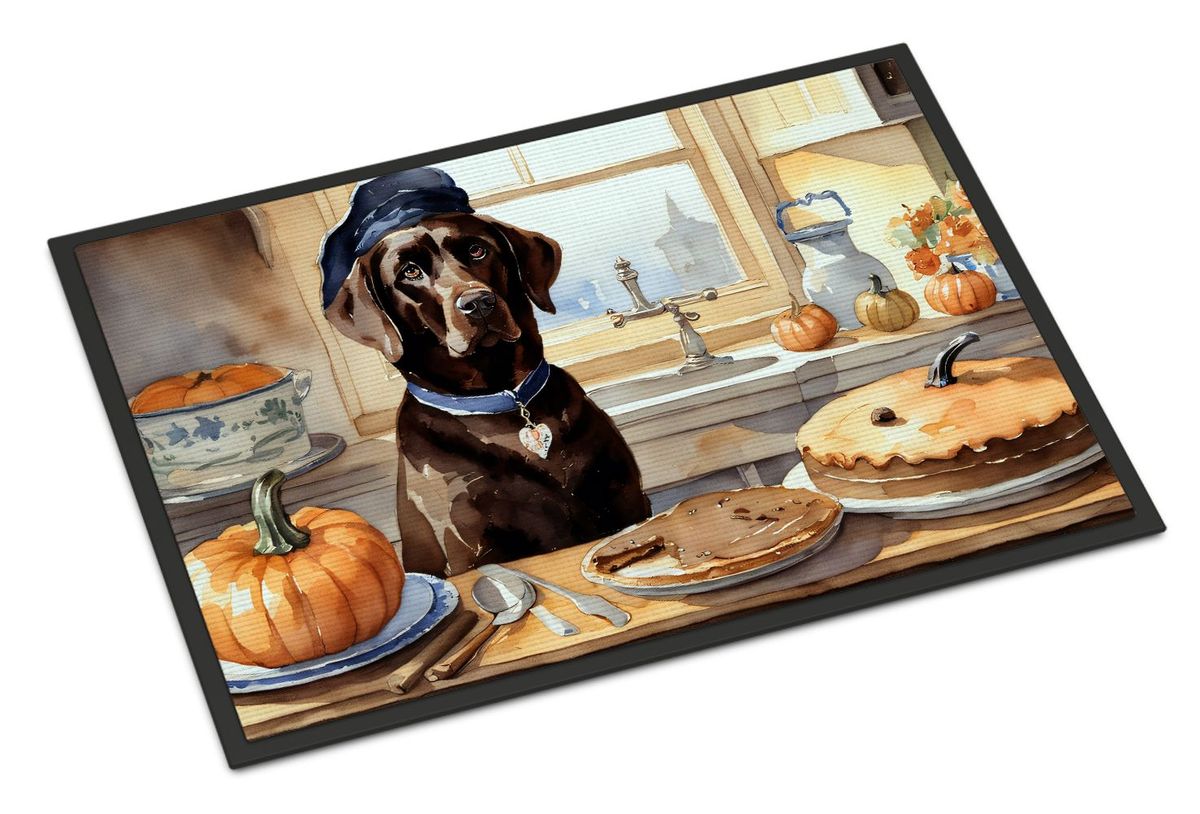Chocolate Lab Fall Kitchen Pumpkins Doormat Front Door Mat Indoor Outdoor Rugs For Entryway, Non Slip Washable Low Pile, 24H X 36W_maomaolike.com