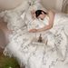 French Style Girly Fashion Romantic All-Cotton Double Layer Gauze Four-Piece Set With Ruched Lace Silky Smooth Naked Sleep Bed She_maomaolike.com