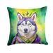 Siberian Husky King Of Mardi Gras Throw Pillow Machine Washable, Indoor Outdoor Decorative Pillow For Couch, Bed Or Patio, 18Hx18W_maomaolike.com