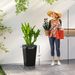 Tall Planters For Outdoor Plants Set Of 3, 24 In Taper Planters With Drainage Holes, Rattan Decor Plant Pots For Indoor Outdoor Front Porch Patio Backyard, Black_maomaolike.com