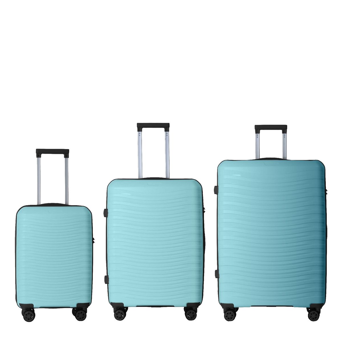 3-Piece Luggage Sets (20", 24", 28"), Suitcase With Wheels, Hardside Suitcase With Four Spinner Wheels And Scratch-Resistant Surface, SkyBlue_maomaolike.com