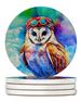 Hippie Animal Barn Owl Large Sandstone Coasters Pack Of 4 Absorbent Round Coasters Decor Gifts For Men Or Women, 4 In, Multicolor_maomaolike.com