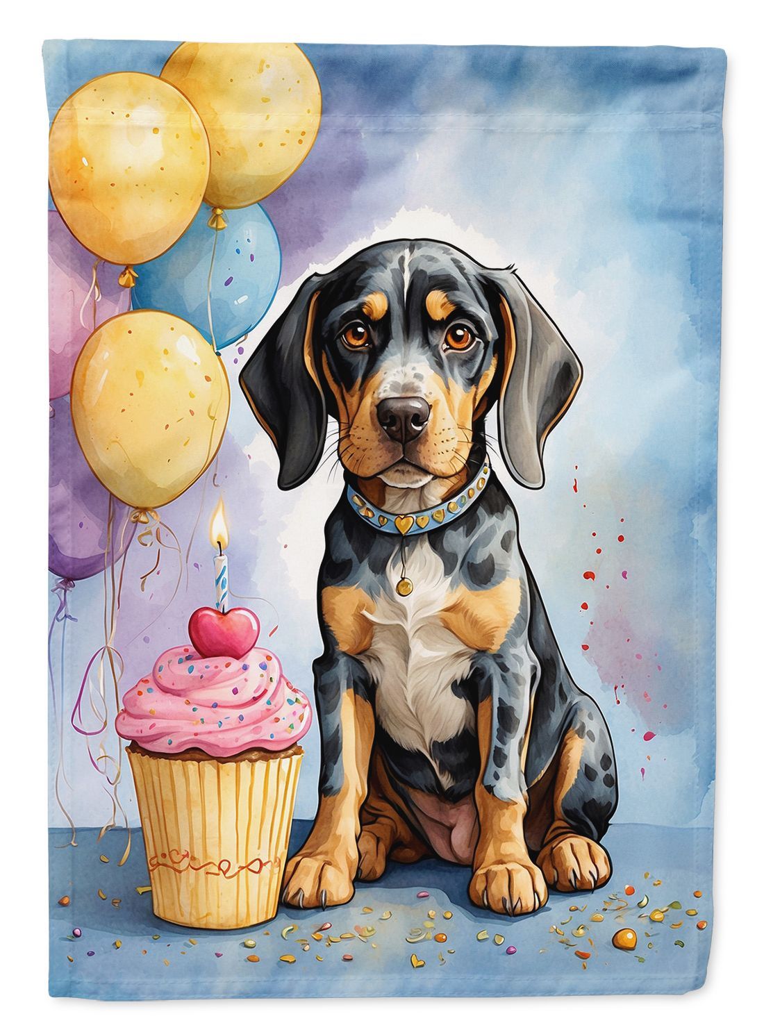 Bluetick Coonhound Happy Birthday House Flag Large Porch Sleeve Pole Decorative Outside Yard Banner Artwork Wall Hanging, Polyester, House Size, Multicolor_maomaolike.com