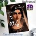 Portrait Of Woman With Urdu Text Painting Poster, Moody Artistic Brushstroke Style Poster, Unique Cultural Aesthetic Decor For Living Room, Study_maomaolike.com