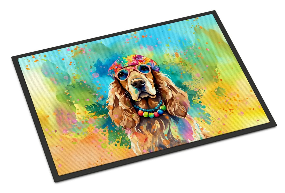 Cocker Spaniel Hippie Dawg Doormat Front Door Mat Indoor Outdoor Rugs For Entryway, Non Slip Washable Low Pile, 24H X 36W_maomaolike.com