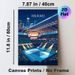 Miami Tennis Stadium Painting Poster, Vibrant Nighttime Stylized Scene Poster, Eye-catching Sports-themed Decor Suitable For Home, Game Room Or Sports_maomaolike.com