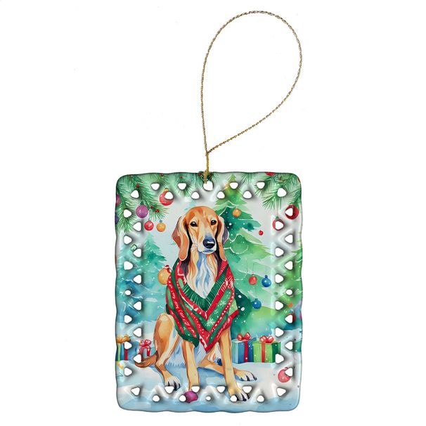 Saluki Christmas Porcelain Ornament Christmas Tree Hanging Decorations For Home Christmas Holiday, Rectangle, Gift, Multicolor_maomaolike.com