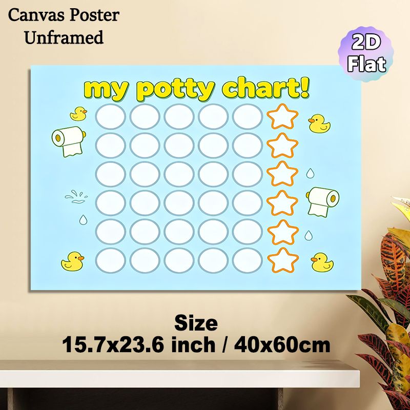 Potty Training Chart Painting Poster, Adorable Cartoon Style Poster, Cheerful Duck & Toilet Paper Design To Track Potty Training Progress, Ideal For_maomaolike.com
