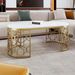 Modern Oval Coffee Table With Cut-Out Pattern Metal Stainless Steel Frame In 47.2"_maomaolike.com