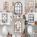 3D Faux Window Arch Wooden Acrylic Mirror Wall Sticker, Self-adhesive Background Wall Decoration Mirror_maomaolike.com