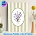 Lavender Floral Painting Poster, Vintage Striped Background With Delicate Pressed Lavender In Scalloped Oval Frame Poster, Soft Elegant Decor For_maomaolike.com