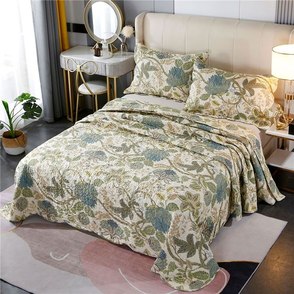 Embroidery Cotton Quilt Bedspread On The With Pillowcases Quilted Blanket Plaid Coverlet Cubrecam Cover Home Bed_maomaolike.com