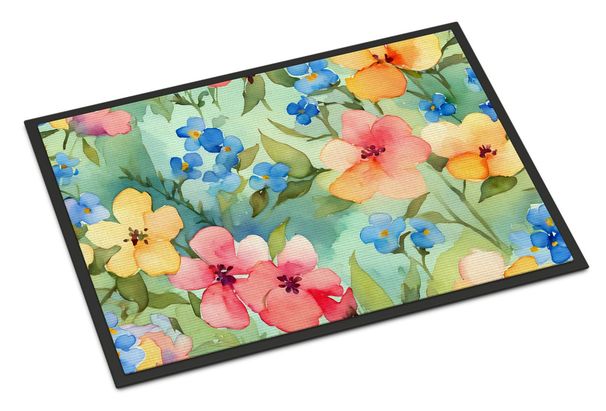 Alaska Forget-me-nots In Watercolor Doormat Front Door Mat Indoor Outdoor Rugs For Entryway, Non Slip Washable Low Pile, 24H X 36W_maomaolike.com