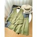Women's Clothing Sleeveless V-neck Sleeveless Button Suit Short Vest Shorts Suit _maomaolike.com